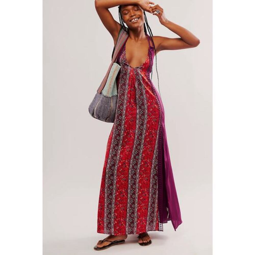 Free People Bohemian Nights Maxi Slip Purple Boho Dress Small Medium‎